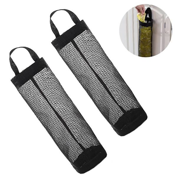 2 st Plastpåshållare, dispensrar, soppåshållare Återvinningsbehållare Mesh förvaringsautomater Hängande mesh nätsoppåse Organisera Black
