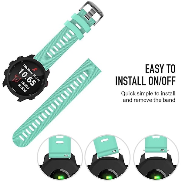 Garmin Forerunner245/645 Strap 8# Teal Green (stålspänne)