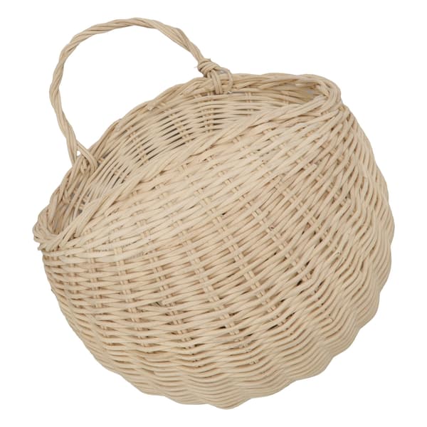 Väggmonterad förvaringskorg i rotting, multifunktionell vävd organizer, hem, beige