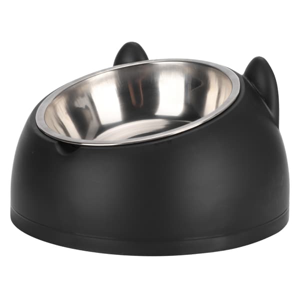 Rustfrit stål kat hund vand madskål skridsikker sort