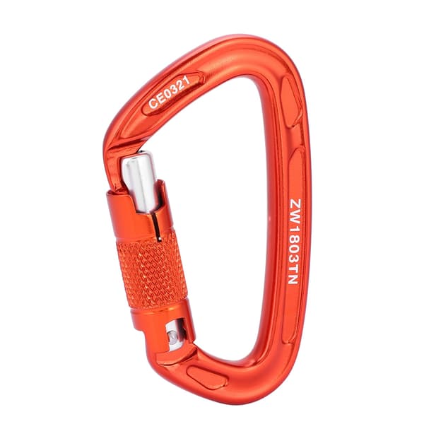 Klätterkarbin - 25KN säkerhetslås D-spänne, räddningsutrustning utomhus (orange)