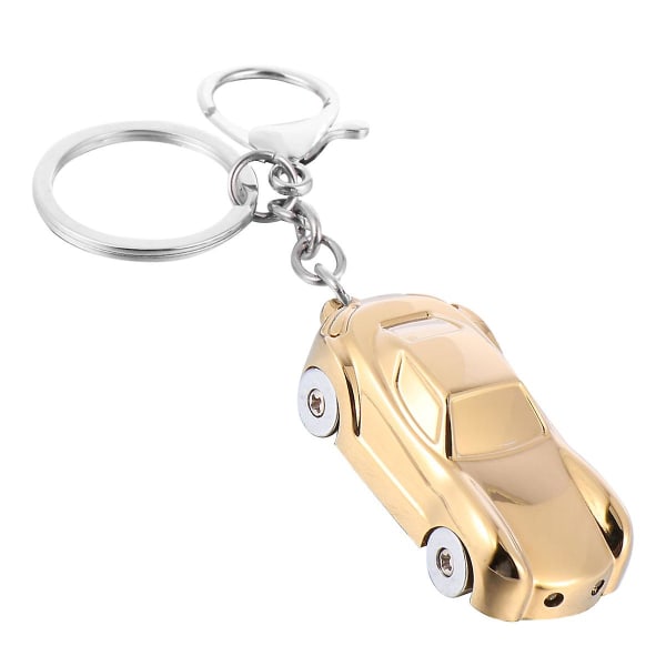 Mode bildesign nyckelring led lysande nyckelhållare unisex nyckelringar glödande nyckeldekoration med knappbatteri (gyllene)