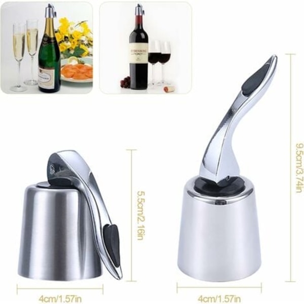 -Champagnepropp Bubble Guard 2st Universal vinflaskpropp Ingen läcka Återanvändbar vinflaskpropp i rostfritt stål för förvaring av vin eller champagne