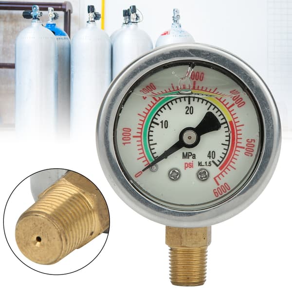 M10x1 Tann 1/8NPT Bakgjenger Trykkmåler i Rustfritt Stål for 40MPA Inflator Støtsikker