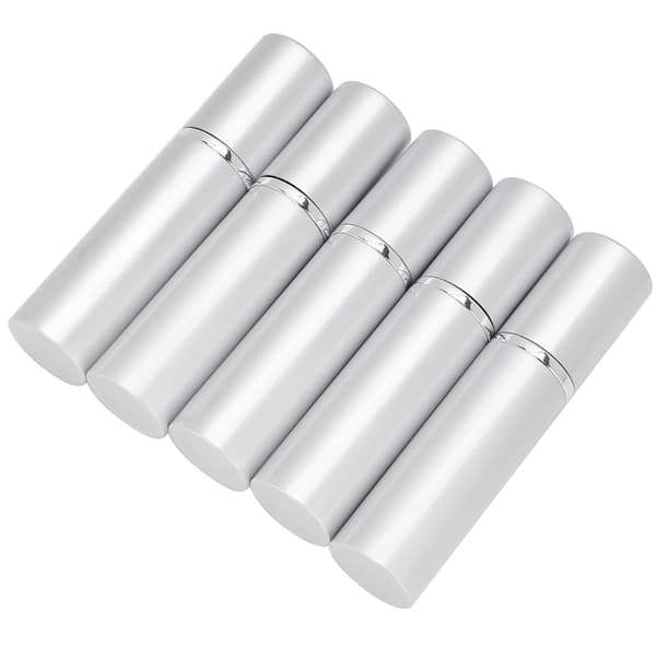 Påfyllningsbar Parfymsprayflaska i Aluminium Bärbar Tom Parfymatomizer 10ml 5-pack Silver