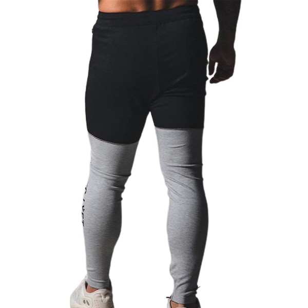 Långa färgblock Slim Fit träningsbyxor för män Grey M