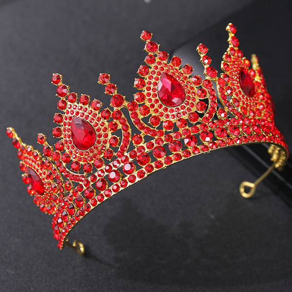 Legering Rhinestone Crown Point Diamond Halvcirkel pandebånd Bryllupstilbehør Red