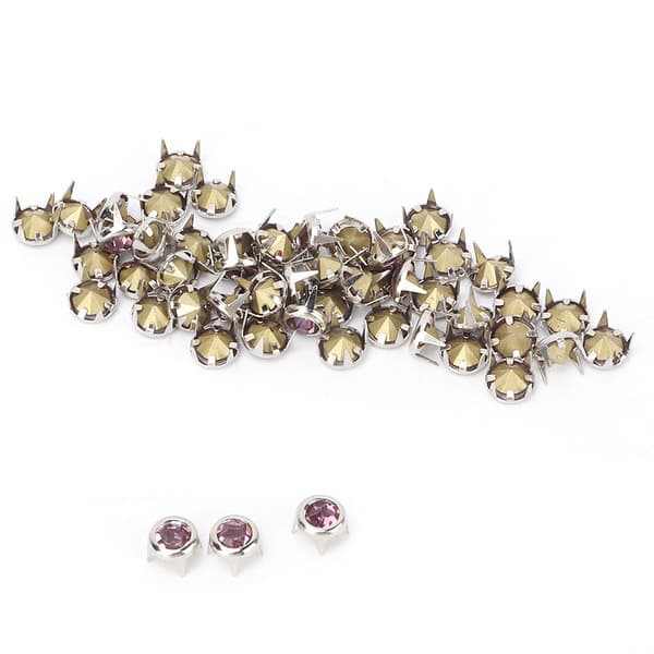 DIY Sølv Rund Klo Krystal Strass (rosa) - 50 STK
