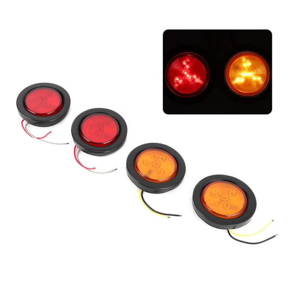 4 stk. 2,5 tommer LED Runde Blinklys 10V-30V Høj Lysstyrke Lampe til Lastbil Trailer Lorry