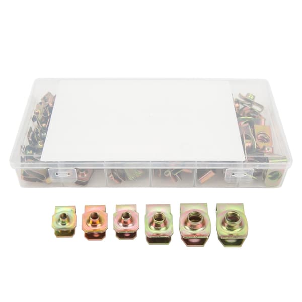 U-Mutter Kit 100 STK Rostfritt Stål Färgad Galvaniserad Insatsmutter Clip Mutter Set för Bil