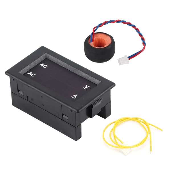 Digital LED voltmeter/strømmåler - AC 100~300V, 0-100A (rød/blå)