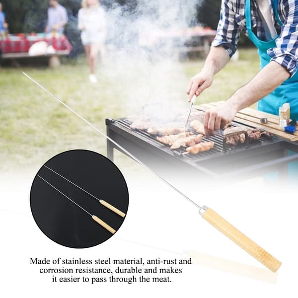 10 stk Grillgafler i rustfritt stål med trehåndtak