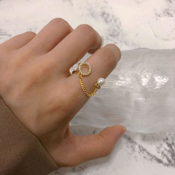 Sormus Ainutlaatuinen Vintage Pearl Zircon -muotikorut Ac7799