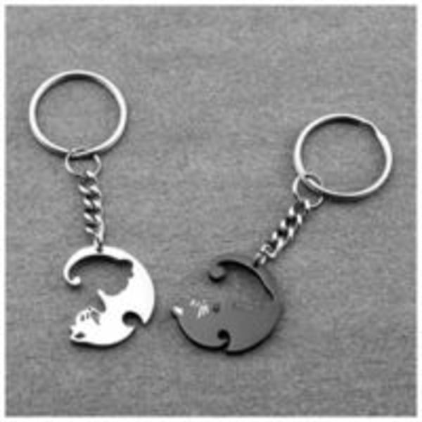 Yin Yang Cat avaimenperä irrotettava palapeli avaimenperä lahjaksi kumppanillesi, ystävyydelle