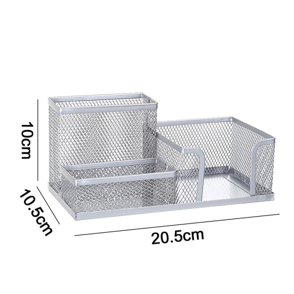 Desk Organizer Multifunktionel Metal Blyant Desktop Organizer Holder til kontorartikler silver