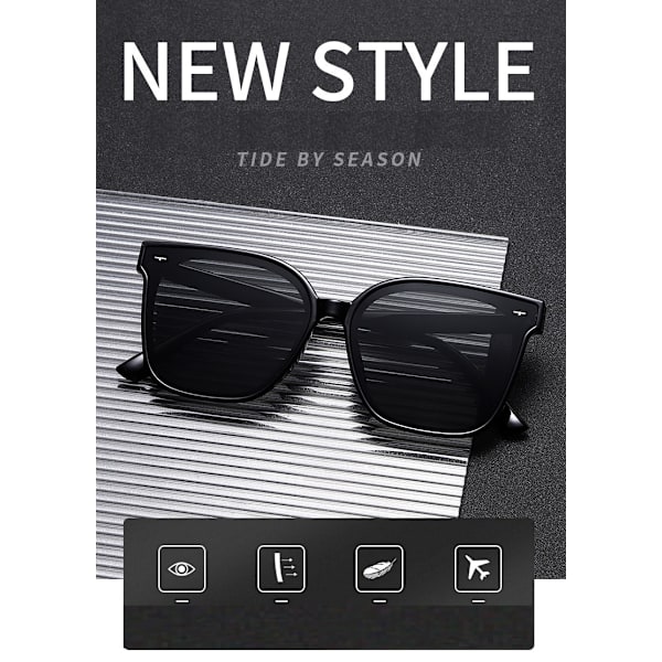 Miesten suuret kasvot UV-suojatut aurinkolasit Rice frame black and gray piece