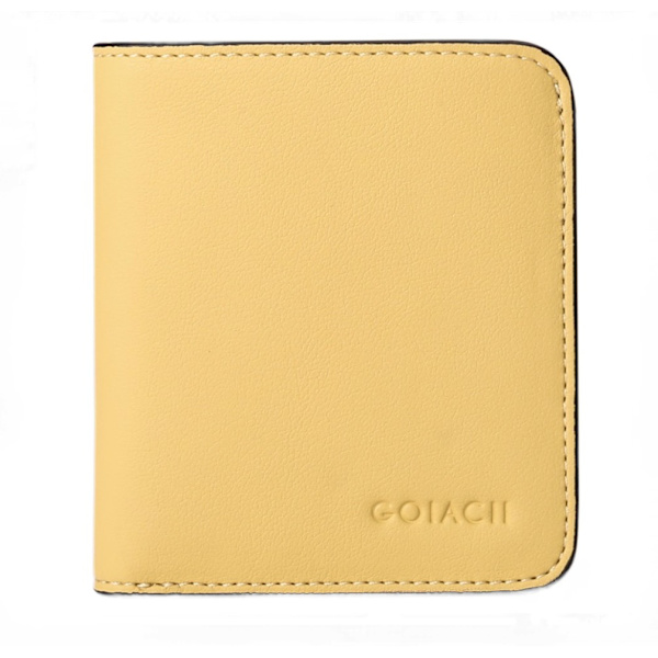 Kvinders Compact Bifold Luxury ægte læder lommepung apricot yellow