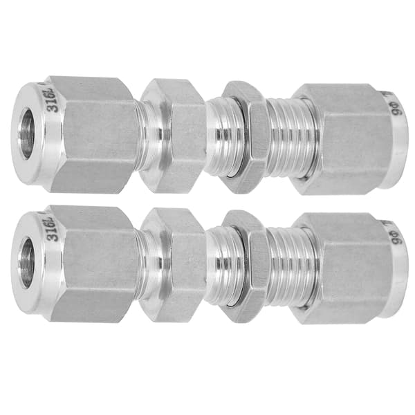 2 STK 316 Rustfrit Stål Kompressionsmuffe Dobbelt Ferrule Fitting Tilbehør 6mm