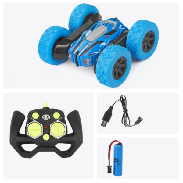 Dobbeltsidet aflæsning Twist bilfjernbetjening Drej bil roterende legetøjsbil (mørkeblå)