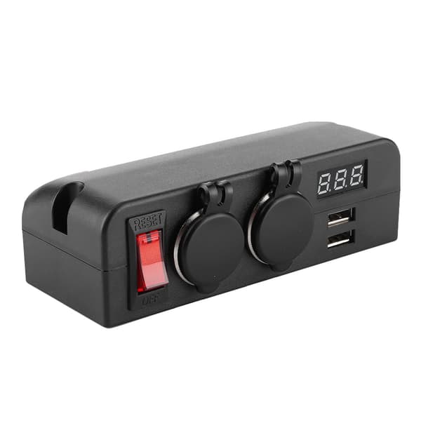 3-i-1 sigarettenner USB-lader splitter multifunksjons voltmeter biladapter