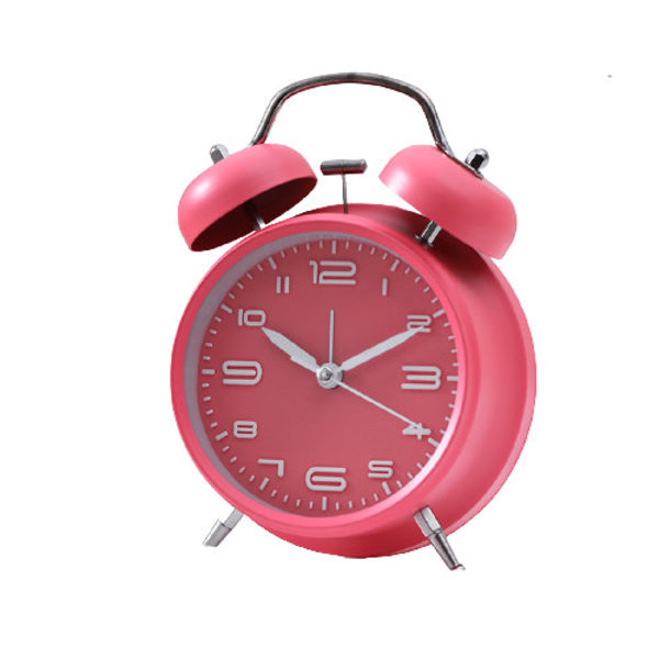 Metalli Silent Luminous Fashion Monitoiminen persoonallisuus Opiskelija Olohuone Makuuhuone Sängyn vieressä oleva kellokello, vaaleanpunainen, 10,5 * 5,5 * 16,5 cm,