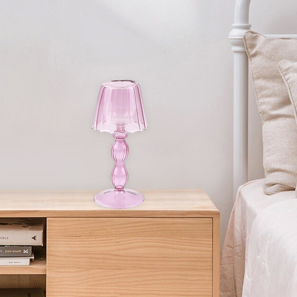 Ljusstativ Bordslampa Design Stabil bas Glasrandig bordslampa Ljushållare Heminredning Hushåll