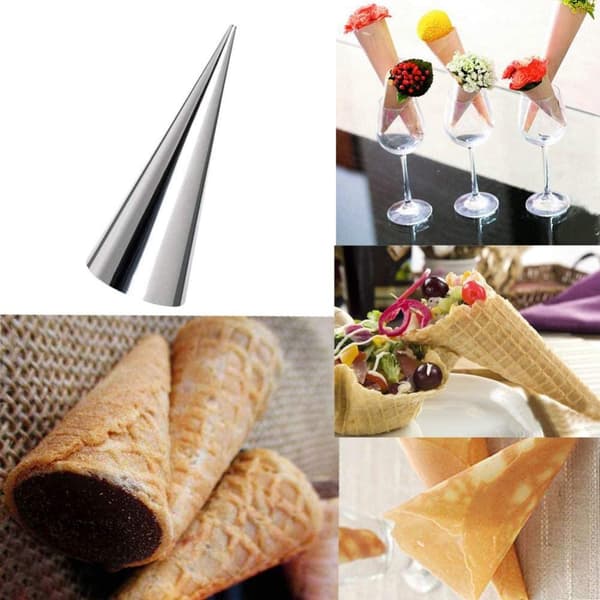10 Cremehornforme i rustfrit stål, bageforme, kageforme, isvafler, stående kegleform
