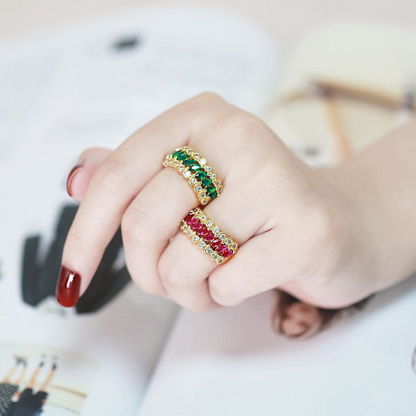 Ring Vintage Zircon Geometry Stud Modesmycken Ac9170 Rose