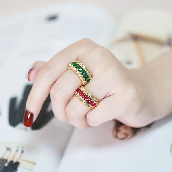 Ring Vintage Zircon Geometry Stud Modesmykker Ac9170 Rose