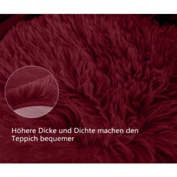 Shag matta för vardagsrum - Modern fluffig - Kort lugg - Halkfri vinröd (80 cm x 160 cm)