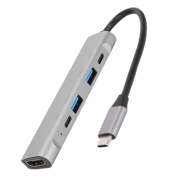5-i-1 USB C Hub HDMI 4K 2K 30Hz TV-projektor Videoadapter USB 3 0 2 0 Dokkingstasjon