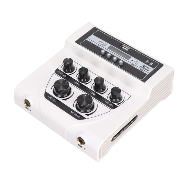 Mini Lydmikser Bluetooth Opptak MP3 Hjem Karaoke Stereomikser for TV PC Smartphone 100‑240V EU-plugg
