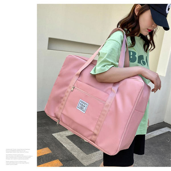 Bærbar Open End rejsebagage Bagageopbevaringstaske Bæretaske Oxford Cloth Large Kapacitet Pink