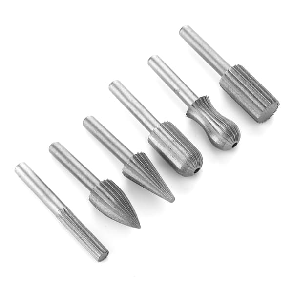 6 stk. Tungsten Carbide Rotary Burr Sæt Træ Metal Gravering Slibebit 6mm Skaft