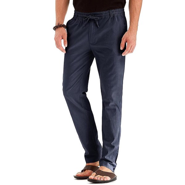 Ensfarvede bukser med elastik i taljen til mænd Dark Blue 2XL