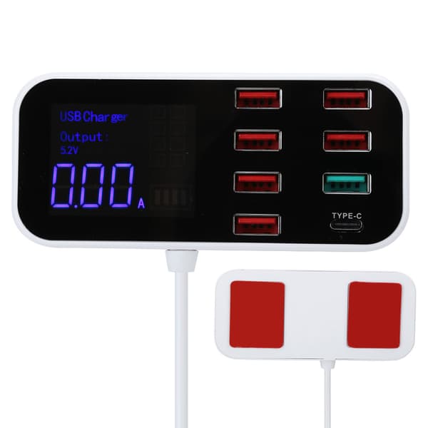 8 Port USB Snabb Laddningsstation Hub Digital Display för iOS Android
