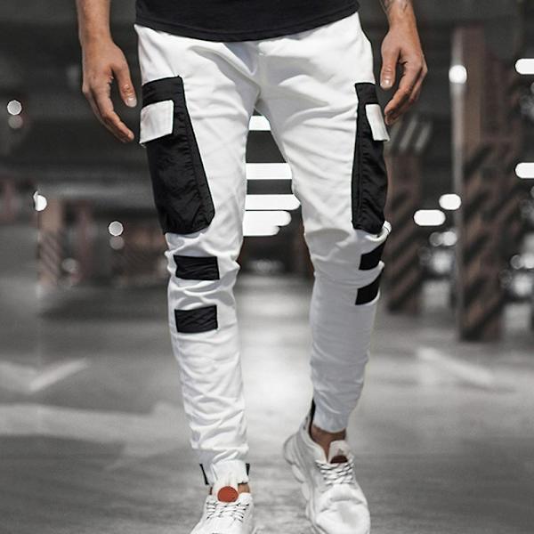 Miesten Colorblock Cargo Jogger -housut White M