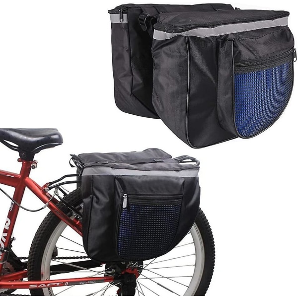 Cykeltasker bag, cykeltaske, stor baghjulstaske, dobbelt taske, med refleksstrimler, til cykelbagsæde (tilfældig farve)