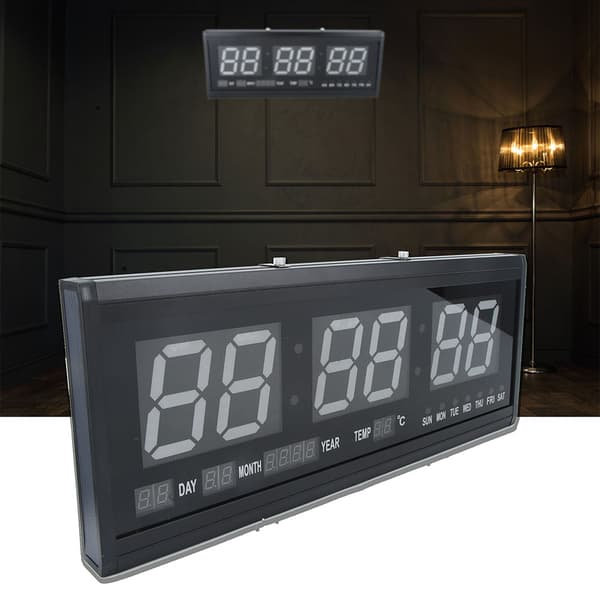 Grønn Jumbo LED Veggklokke Digital Timer Kalender Temperatur