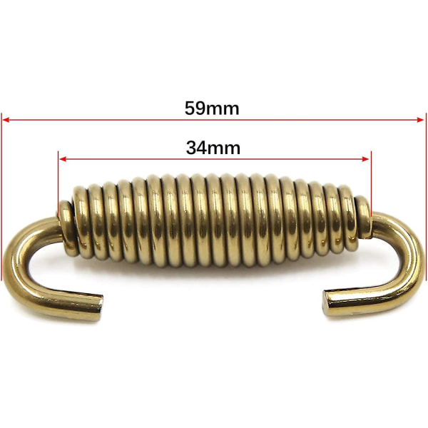 2 stk 55 mm rustfrit stål guldtone motorcykel udstødningsrør fjedre drejekroge