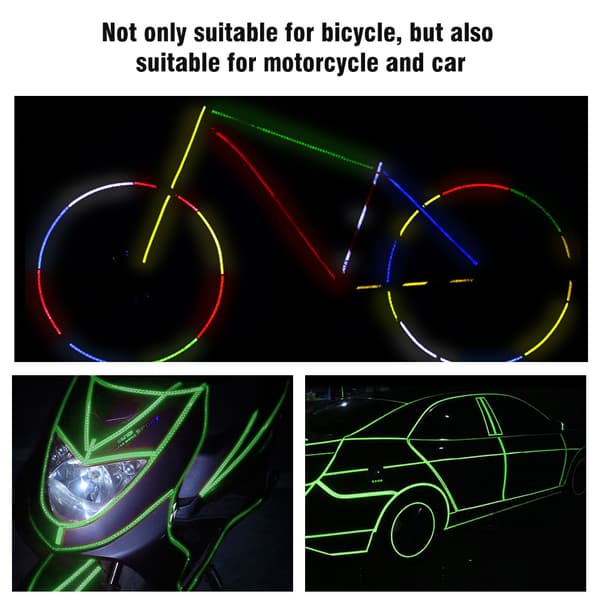 2 rullar grön cykel säkerhet reflekterande hjul dekal remsa tejp