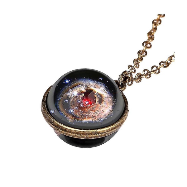 Glow In The Dark Galaxy System dobbeltsidet glaskuppel planet halskæde vedhæng