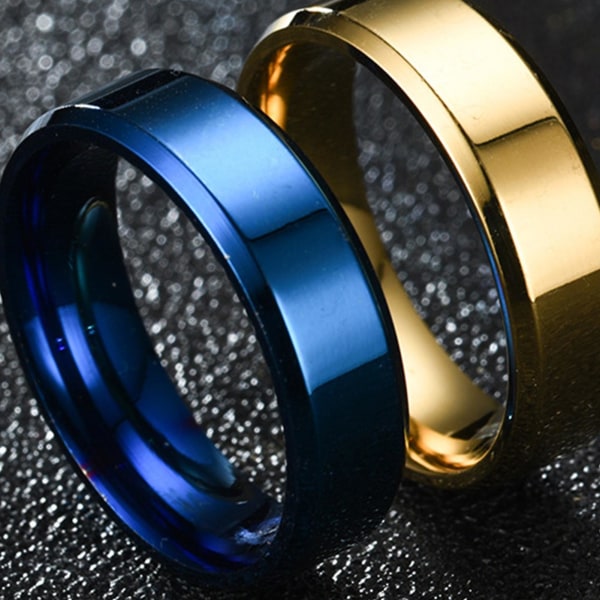 Bred anti-rost män ring rostfritt stål enkel utsökt förlovningsring mode smycken Black US 9