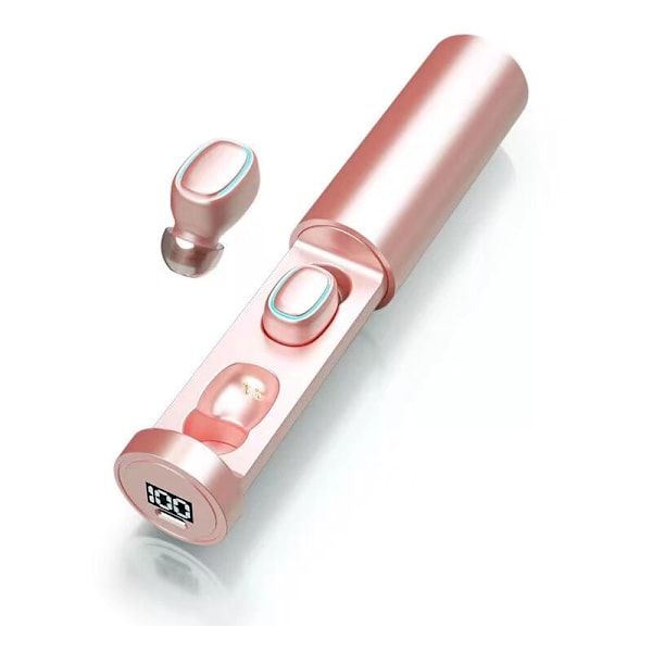 Trådlösa Bluetooth 5.0 brusreducerande hörlurar med Touch Control LED-skärm och IPX4 vattentätt case (rosa)