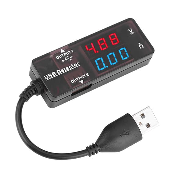 Dobbelt Display USB Spændings- og Strømmåler - YB26VA