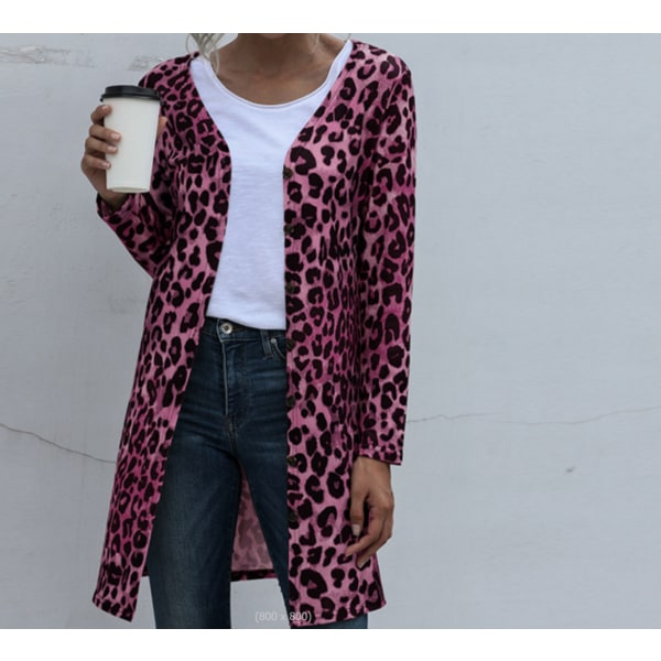 skjortejakke med leopardtryk til kvinder red XL