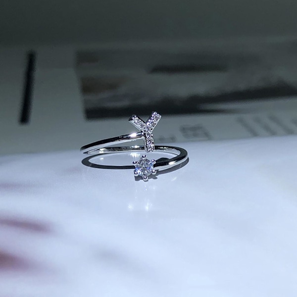 Ring Justerbar Open End Koppar Brev Kvinnor Finger Smycken För Dejting Y