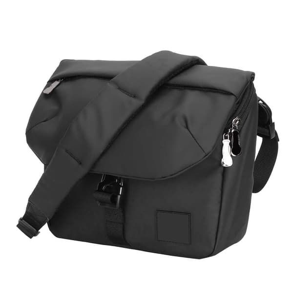 OX PLOW Herre Vandtæt Polyester Læder Casual Messenger Skuldertaske Sort