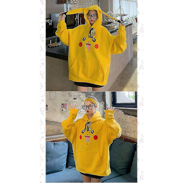 Elf Pikachu Sweatshirt hupparitakki löysä yellow l