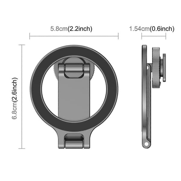 Magnetisk telefonholder med hurtigudløsning, foldbart design og koldskoadapter til rejsefotografering, grå Gray